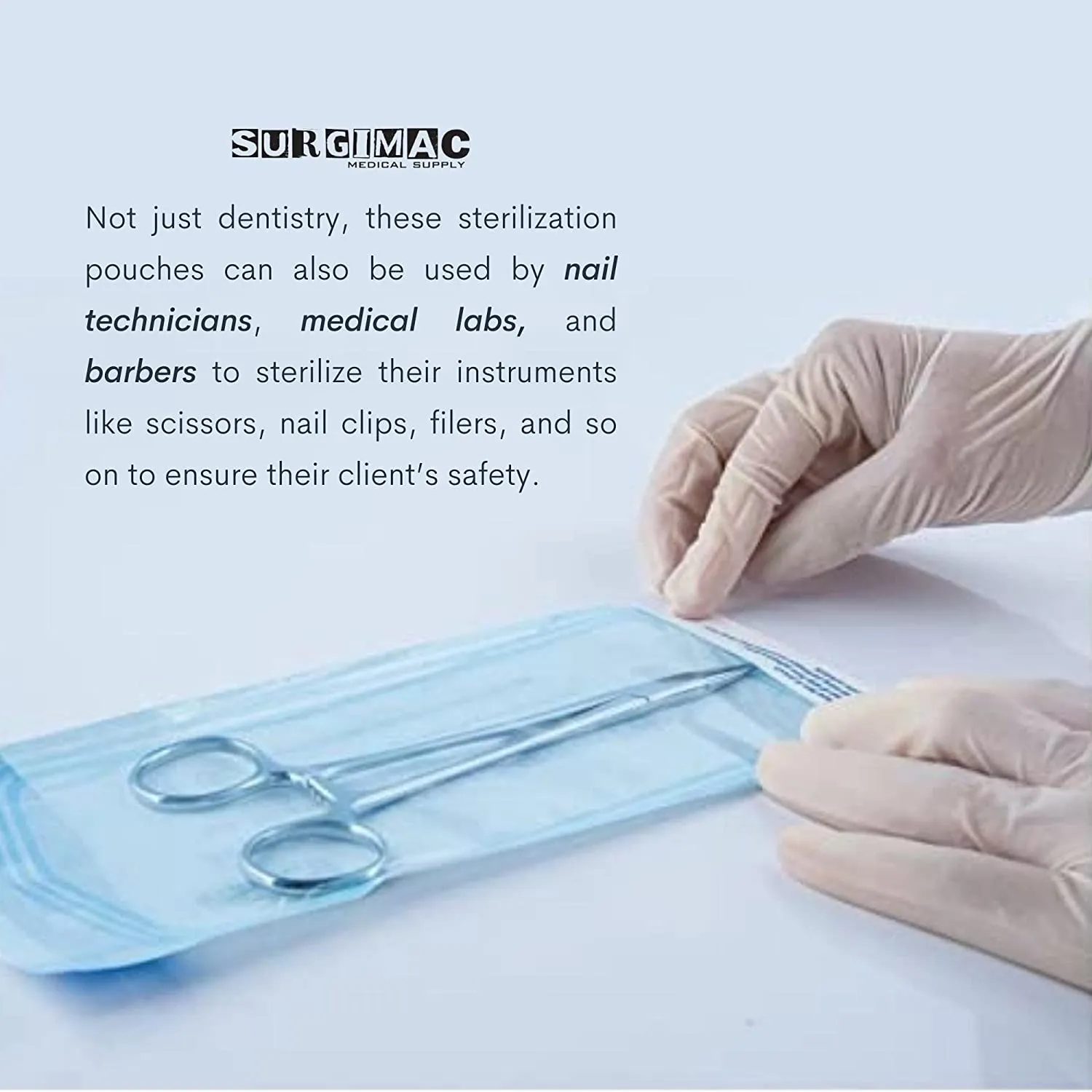 Self-Sealing Sterilization Pouch, Paper/Blue Film