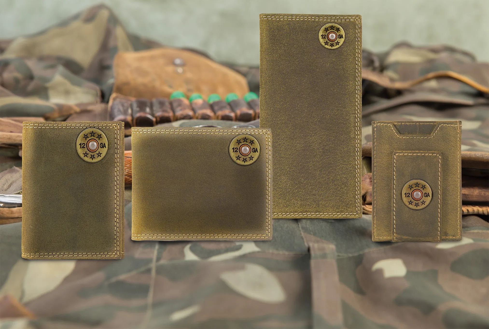 Shotshell Vintage Tan Leather Bifold Wallet