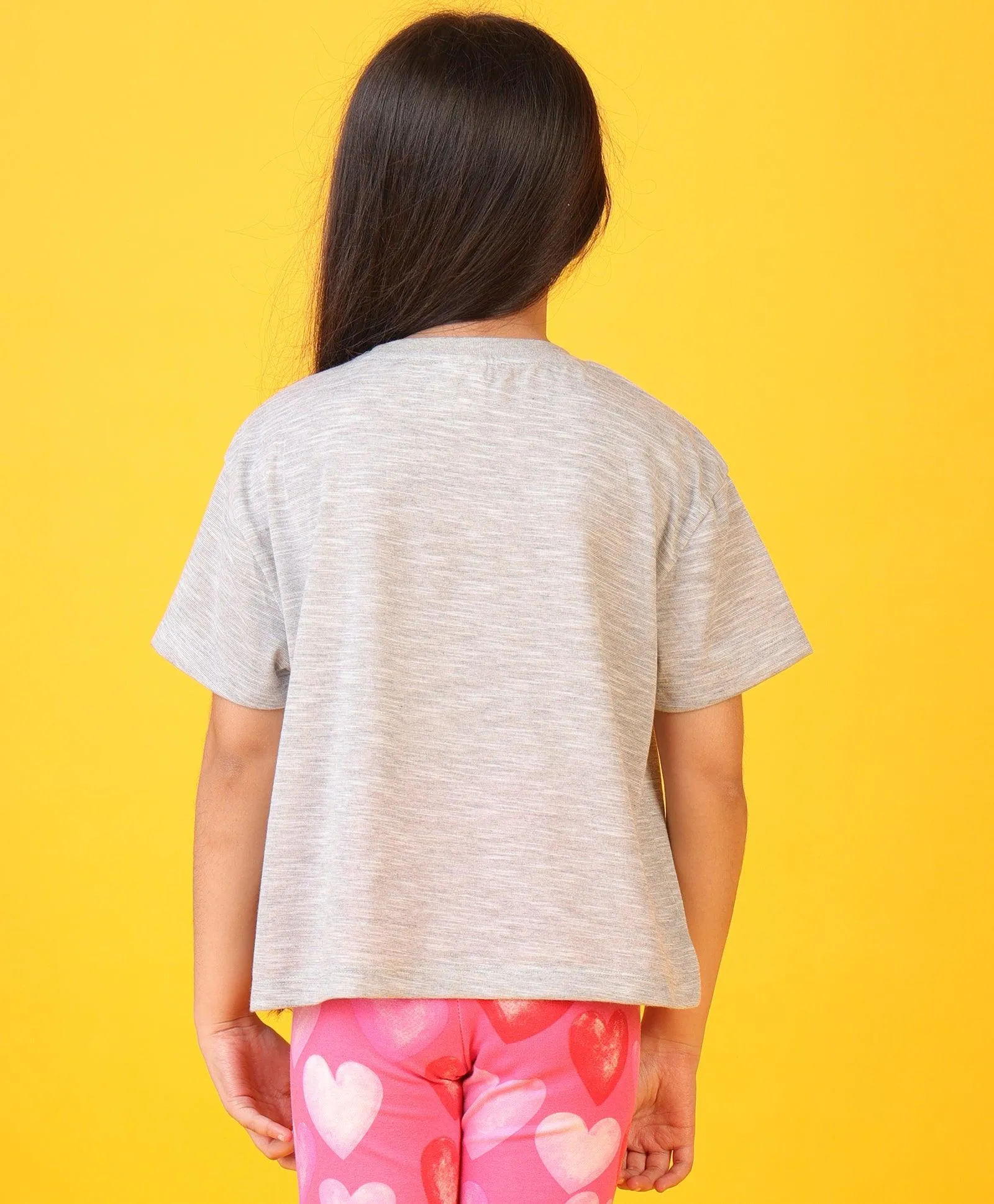 SILVER HEART GREY SUMMER SHORT SLEEVES GIRLS T-SHIRT - GREY