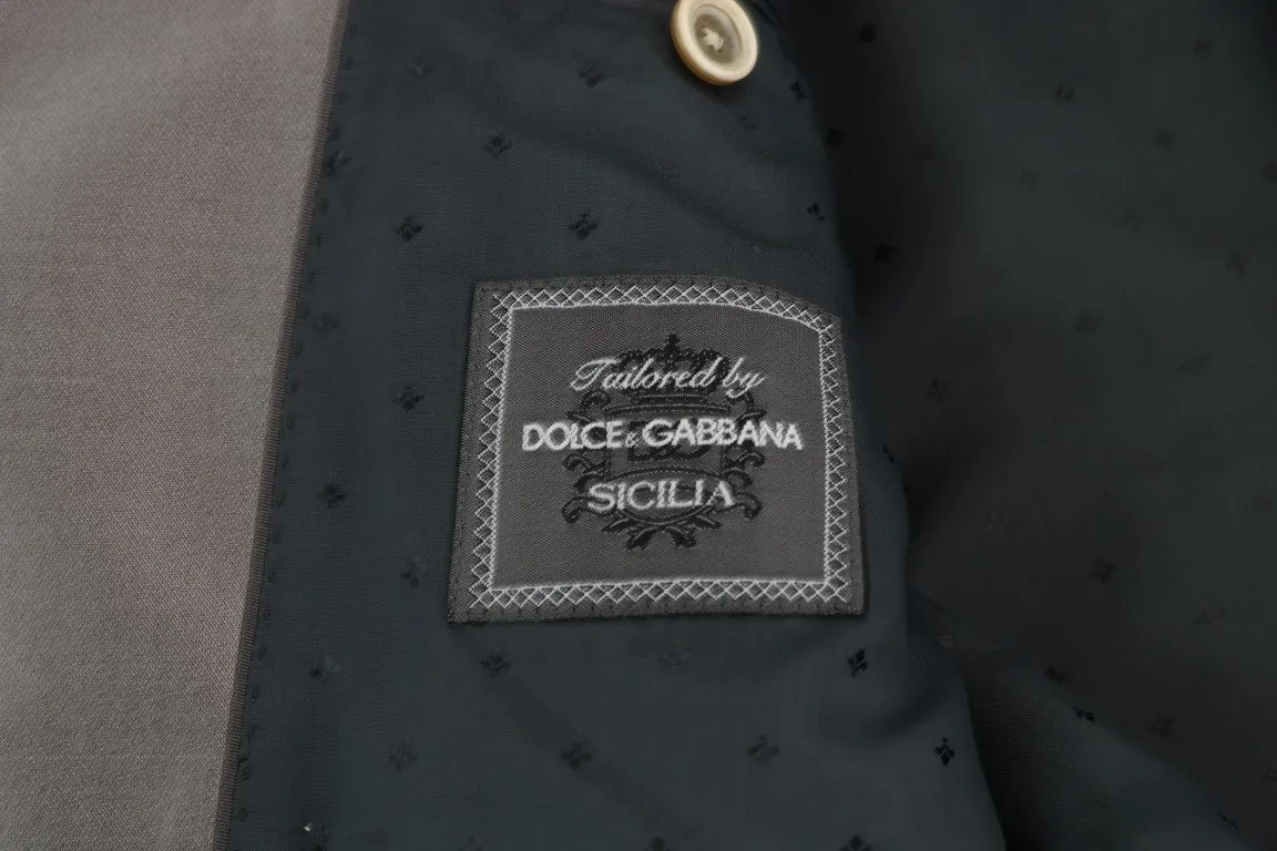 Silver Silk Double Breasted 3 Piece Suit