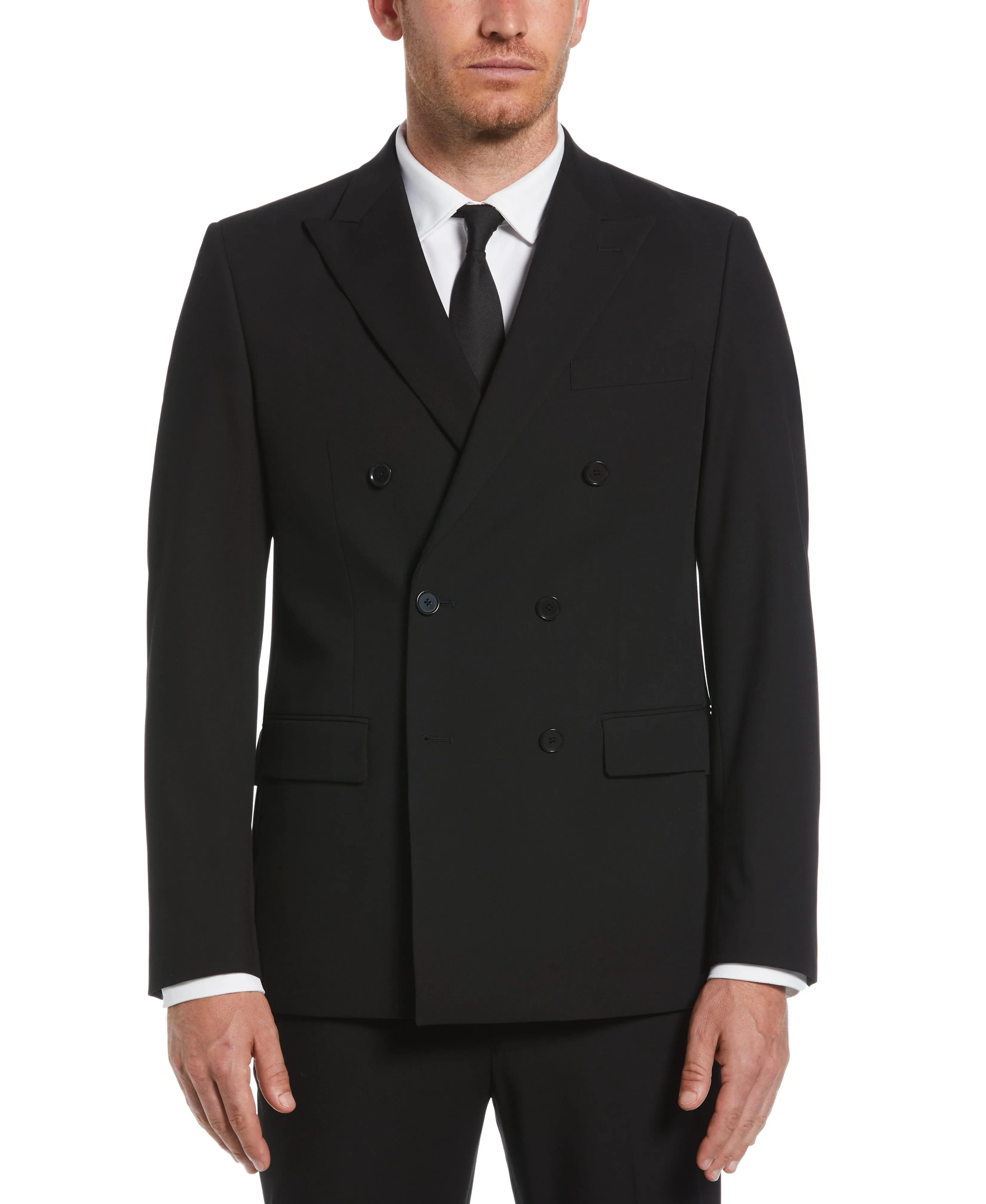 Slim Fit Black Double Breasted Peak Lapel Suit