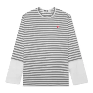 SMALL HEART STRIPED LS TEE AZ-T320-051-3 Grey