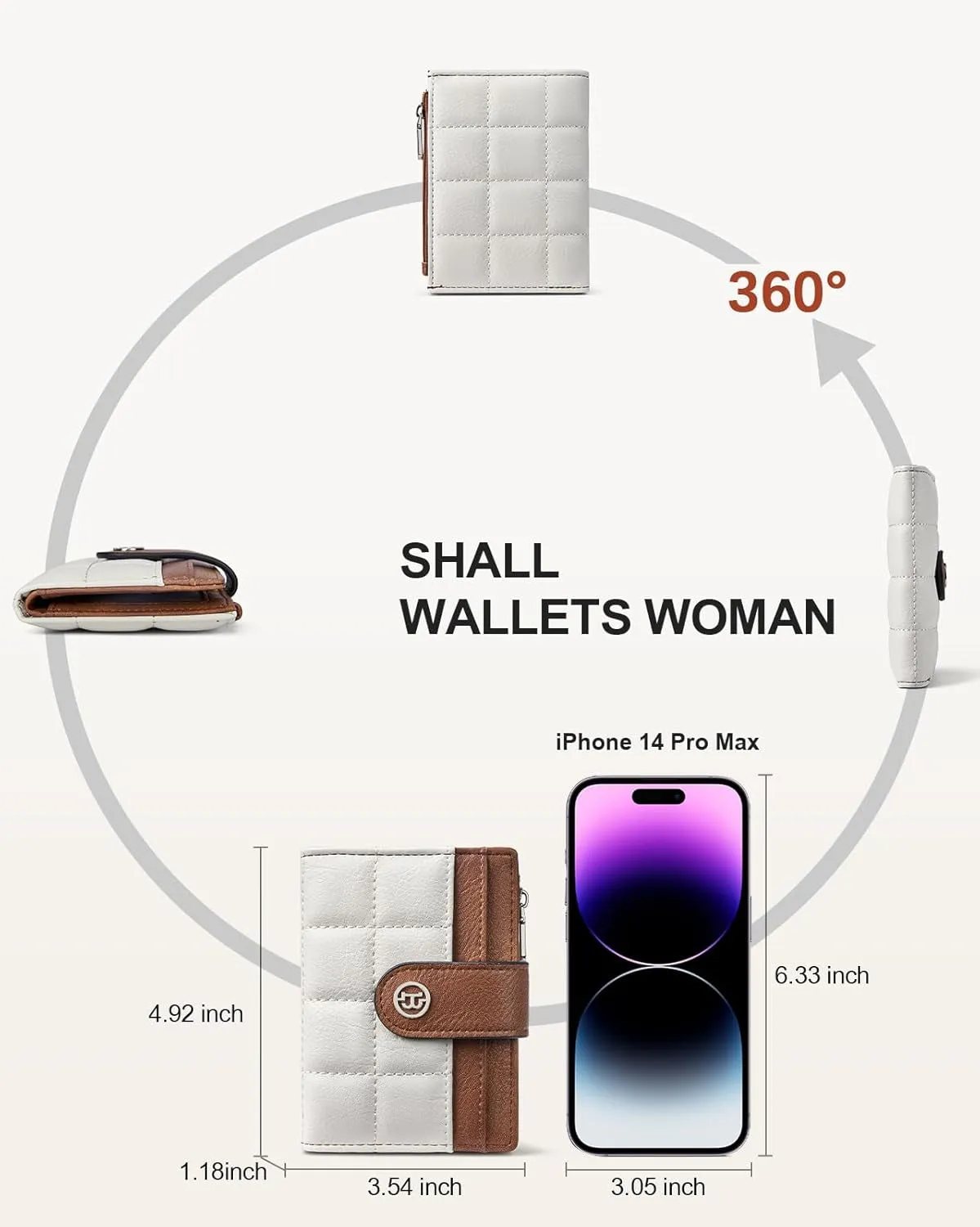 Small Leather Bifold Wallets With Zipper Coin Pocket