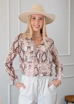 Snake Print Button Up Top