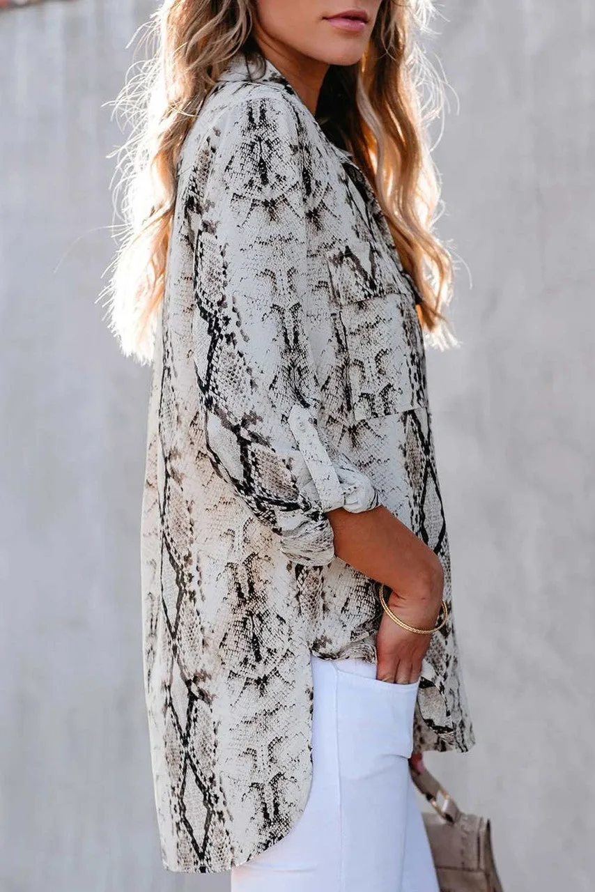 Snake Print Button Up Top