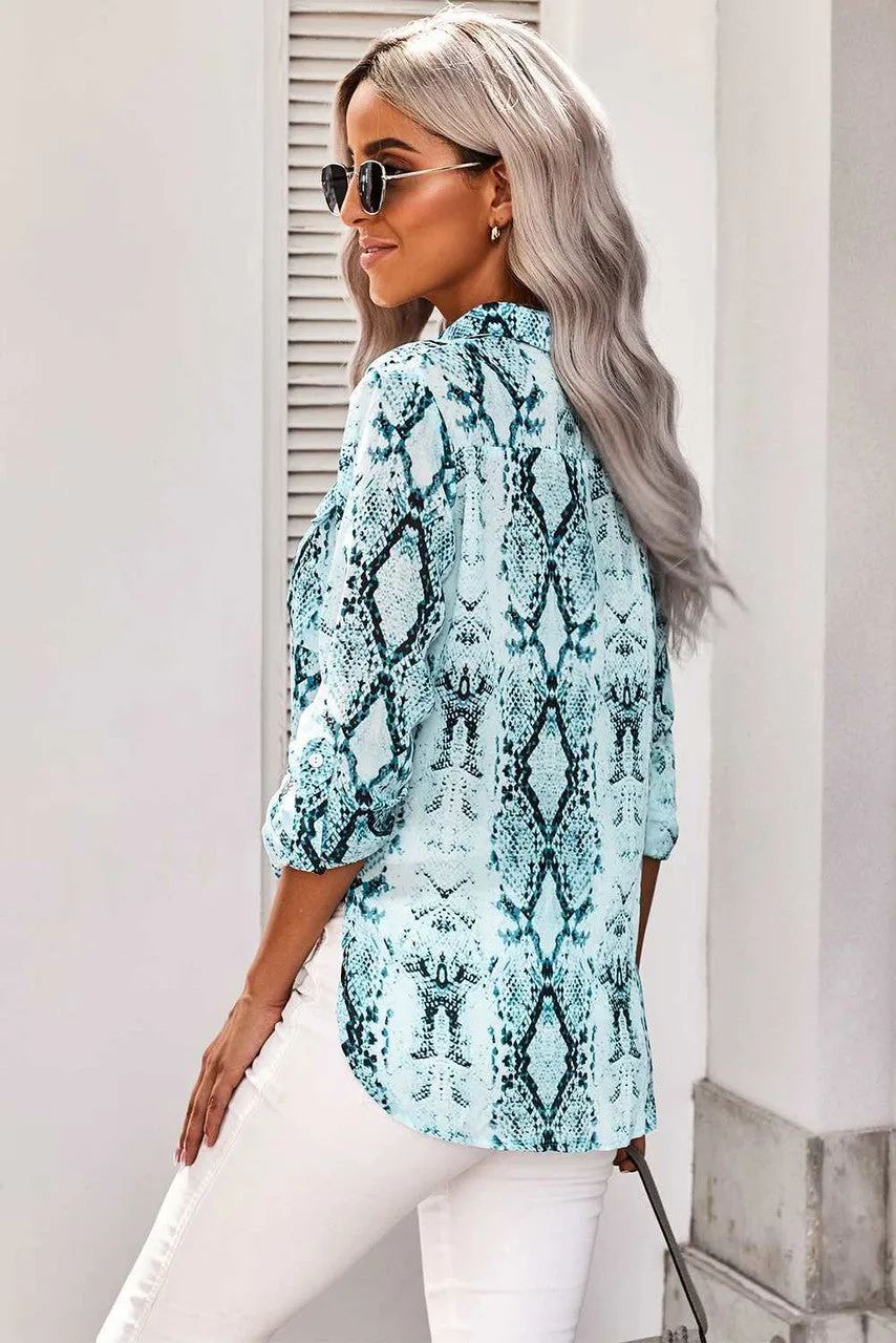 Snake Print Button Up Top