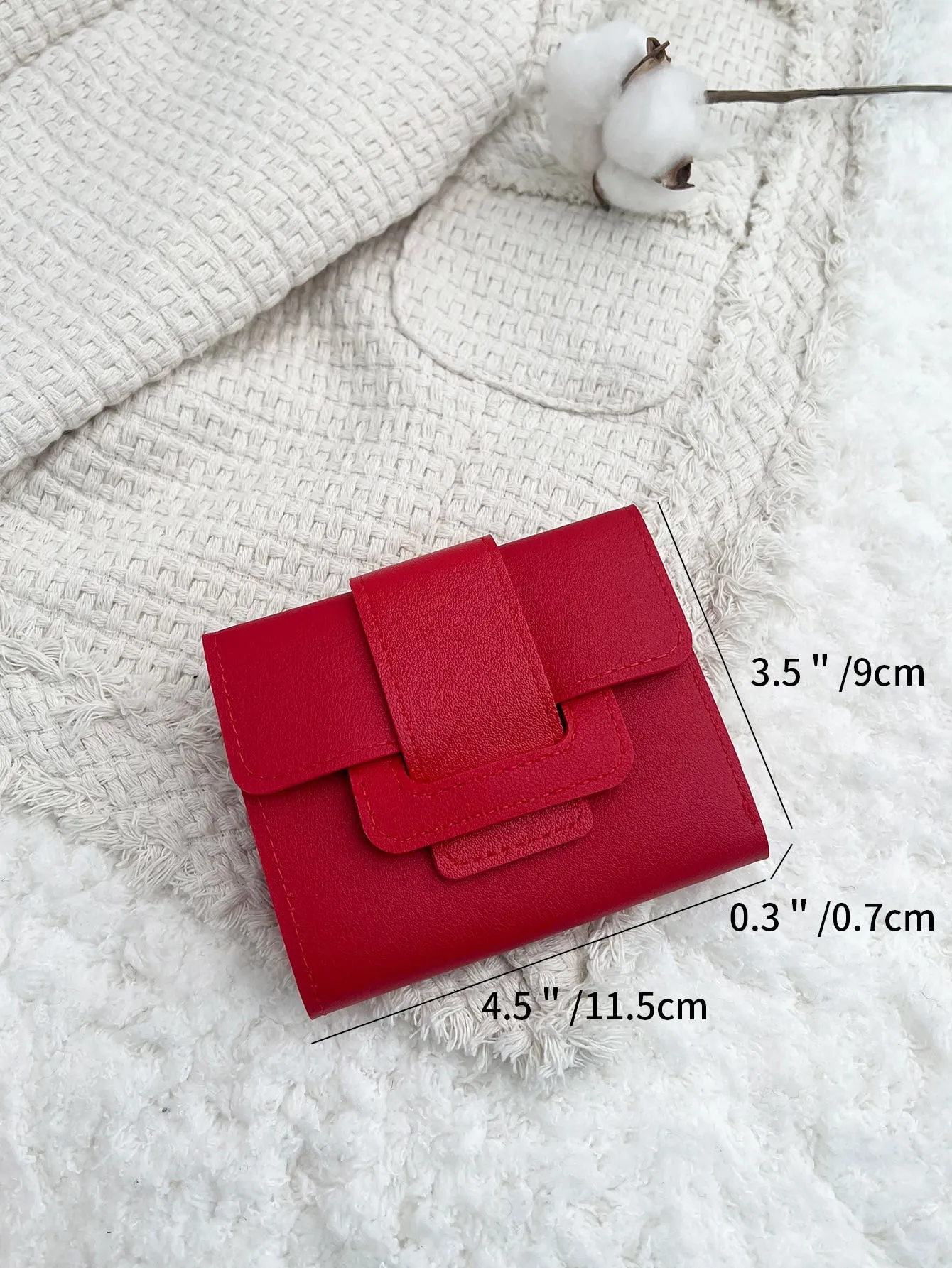 Snap Button Fold Over PU Wallet