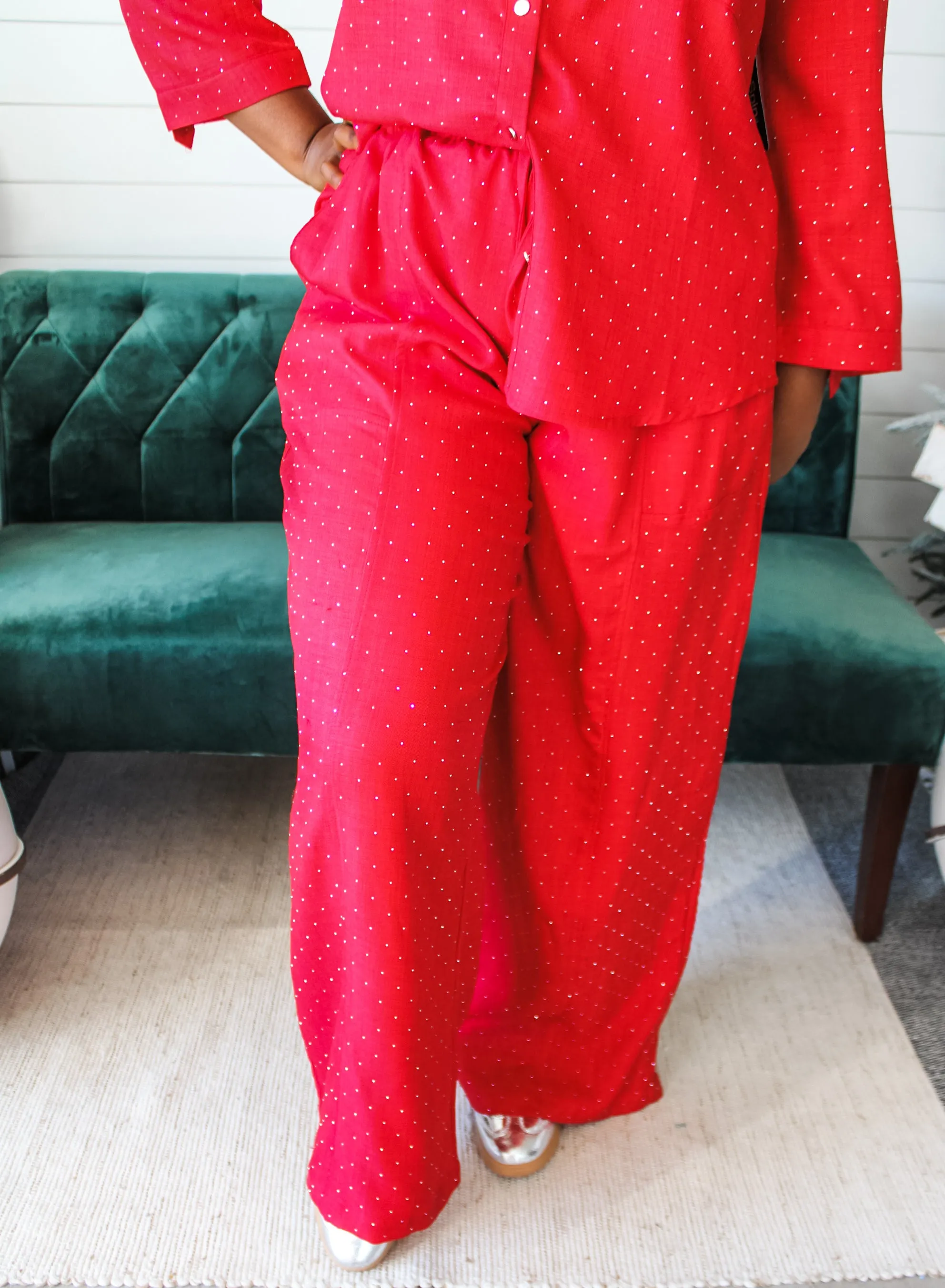 Sophisticated Sparkle Pants • Red - PLUS - FINAL SALE