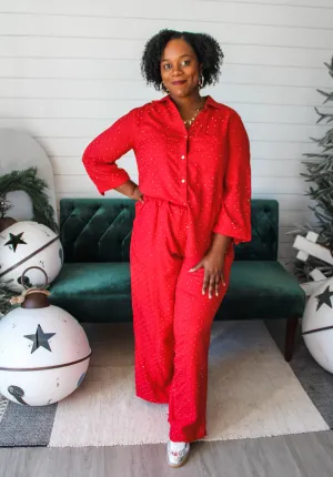 Sophisticated Sparkle Pants • Red - PLUS - FINAL SALE