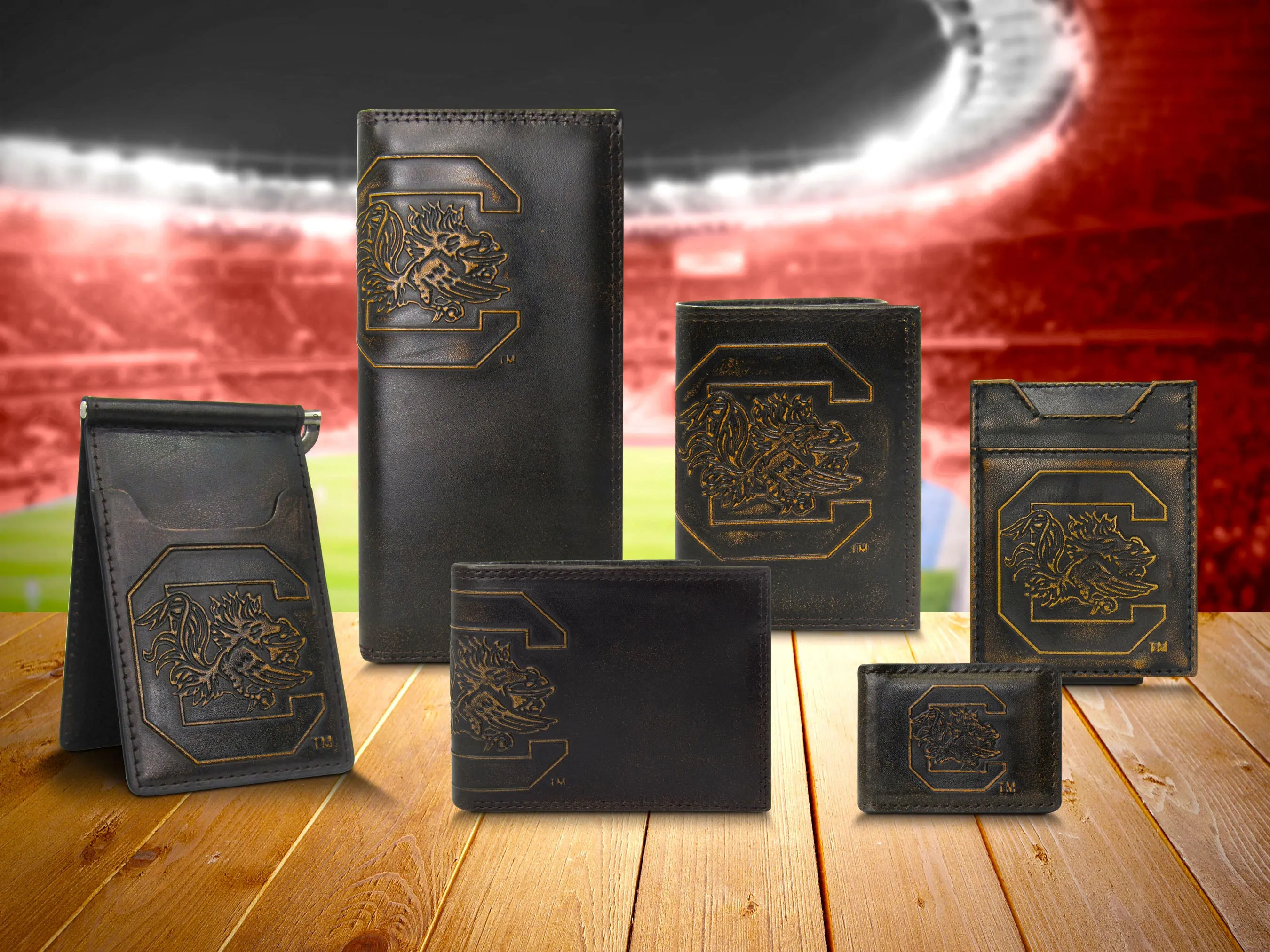 South Carolina Gamecocks Burnished Leather Bifold Wallet