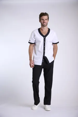 Sporty Contrast  Button-Up Shirt
