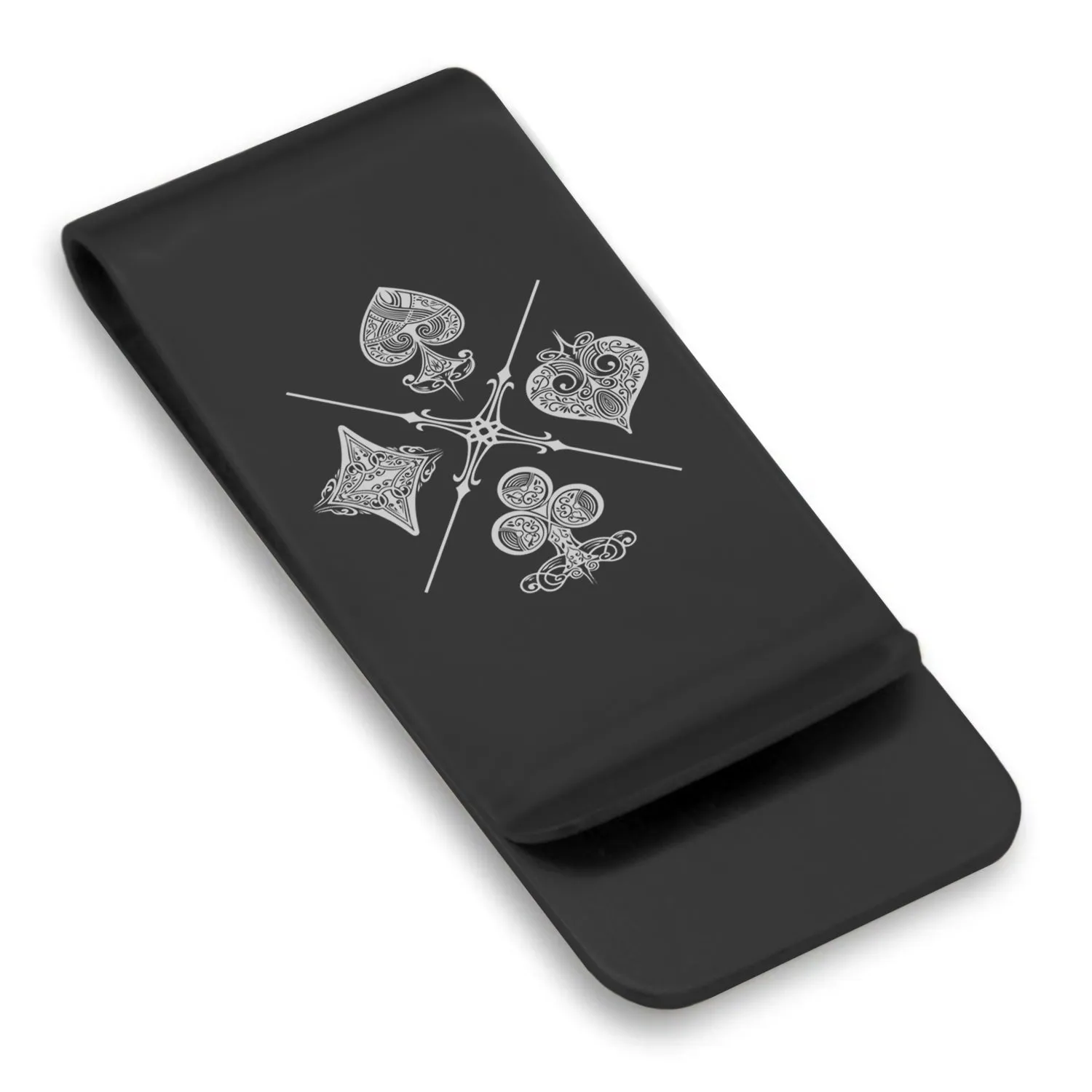 Stainless Steel Vintage Four Suits Classic Slim Money Clip