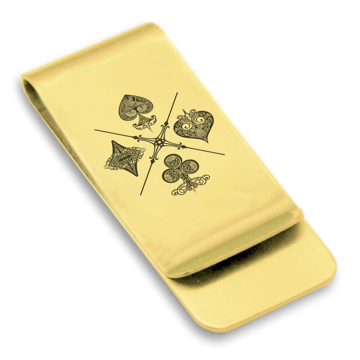 Stainless Steel Vintage Four Suits Classic Slim Money Clip