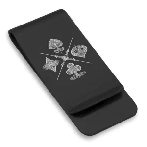Stainless Steel Vintage Four Suits Classic Slim Money Clip