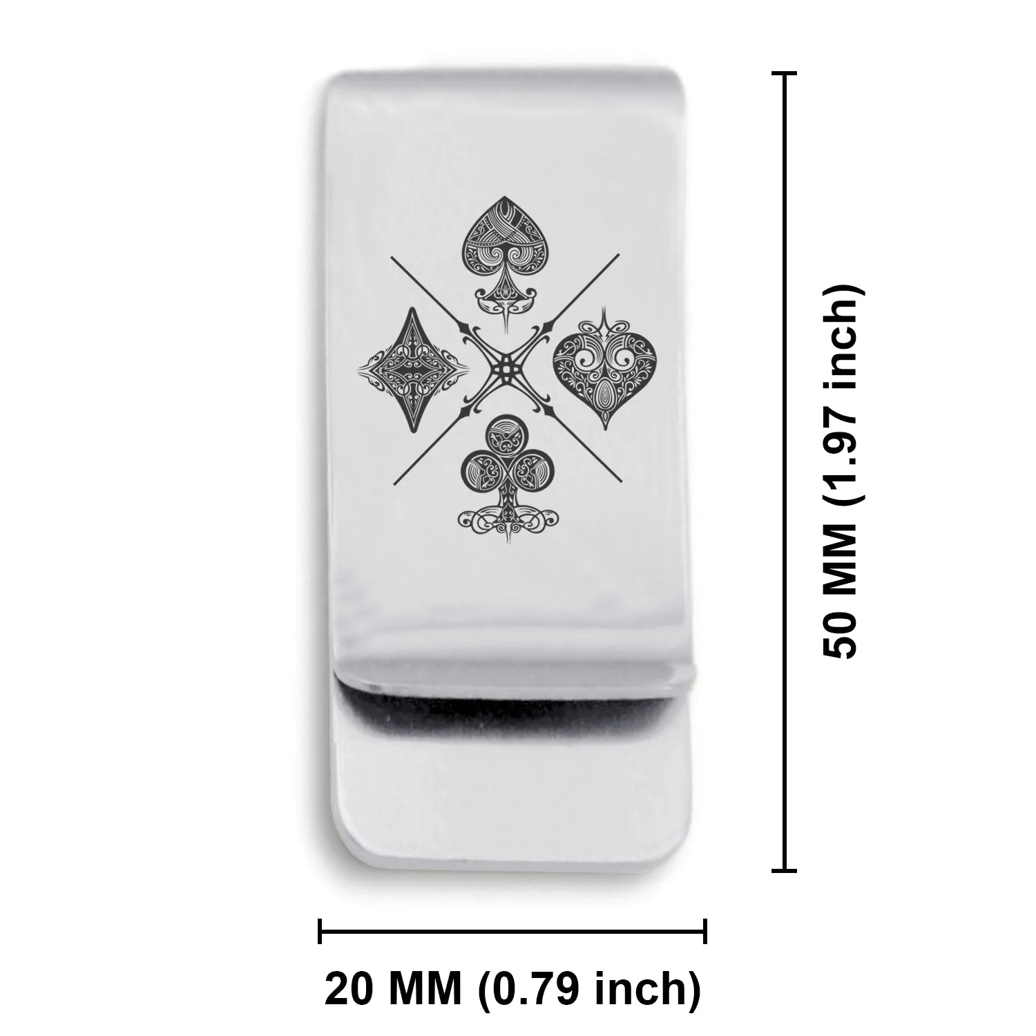 Stainless Steel Vintage Four Suits Classic Slim Money Clip