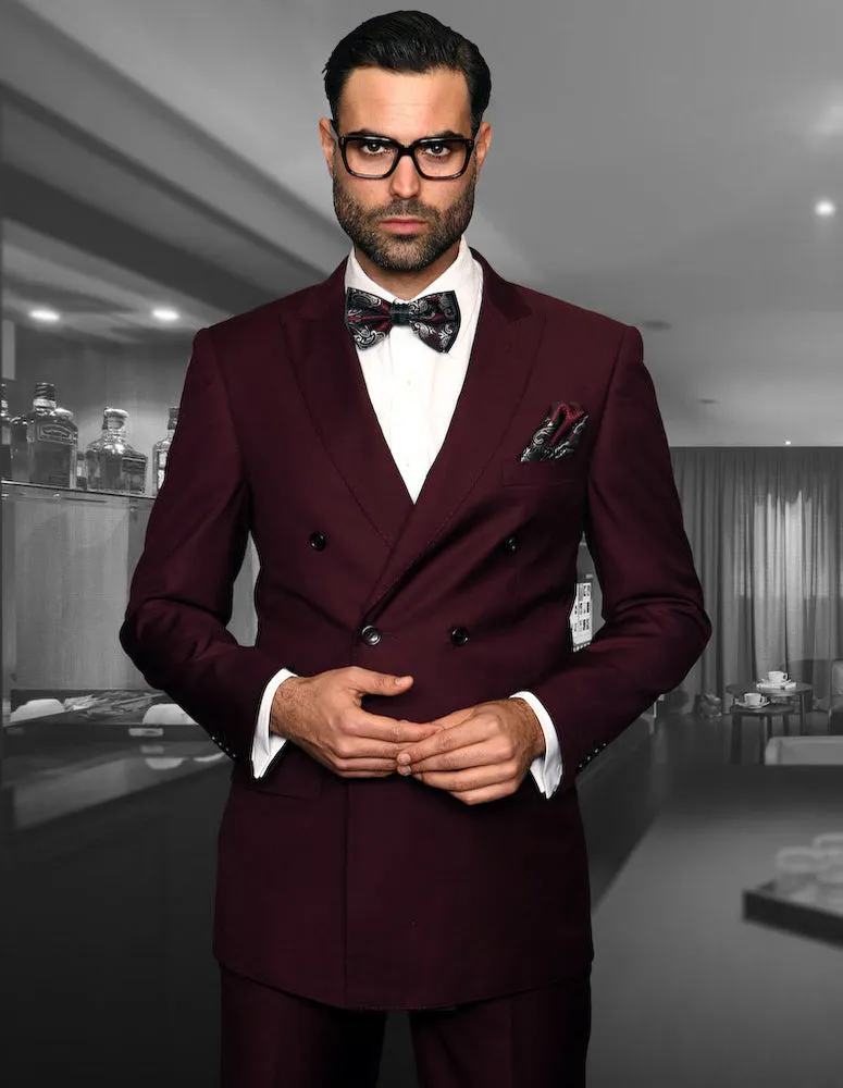 Statement Men's 2-Piece 100% Wool Modern Fit Fashion Suit – Double-Breasted Design