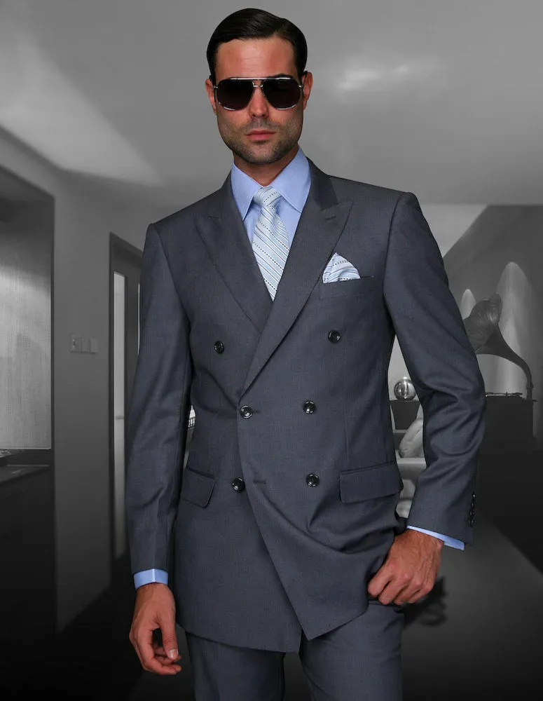 Statement Men's 2-Piece 100% Wool Modern Fit Fashion Suit – Double-Breasted Design