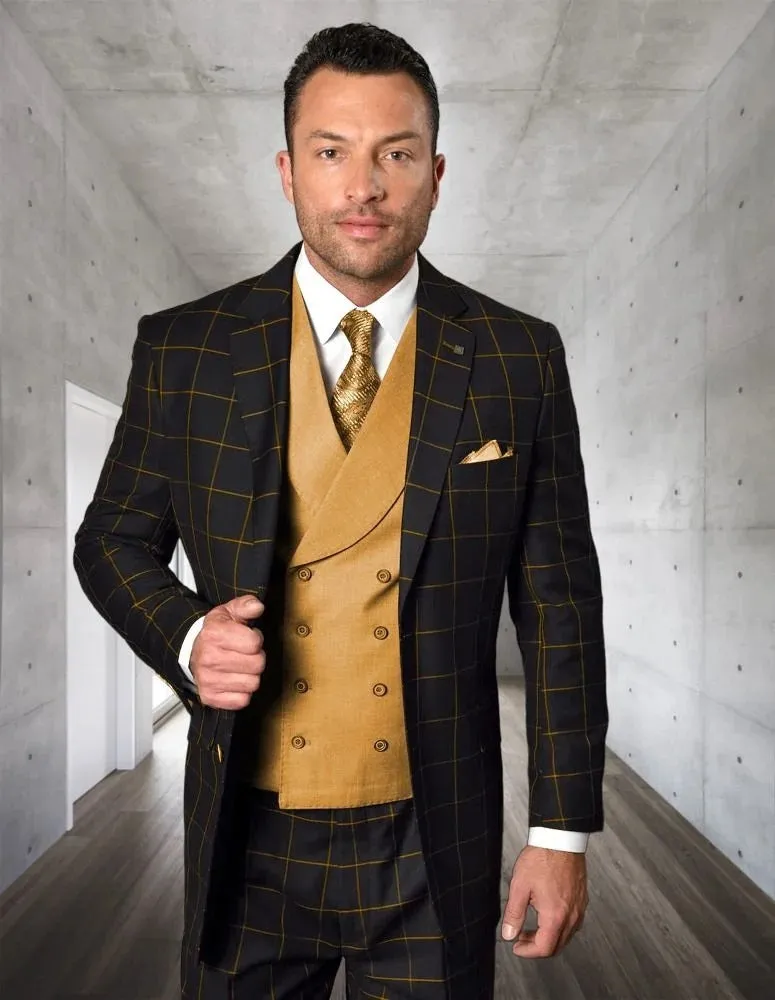 statement Men's 3-Piece Modern Fit Suit – 100% Wool with Distinctive Accent Color