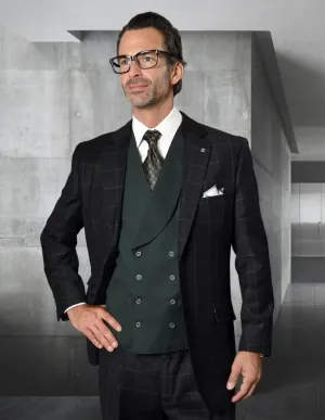 statement Men's 3-Piece Modern Fit Suit – 100% Wool with Distinctive Accent Color