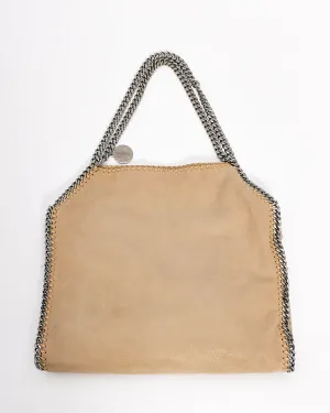Stella McCartney Beige Vegan Leather Falabella Fold Over Shoulder Bag