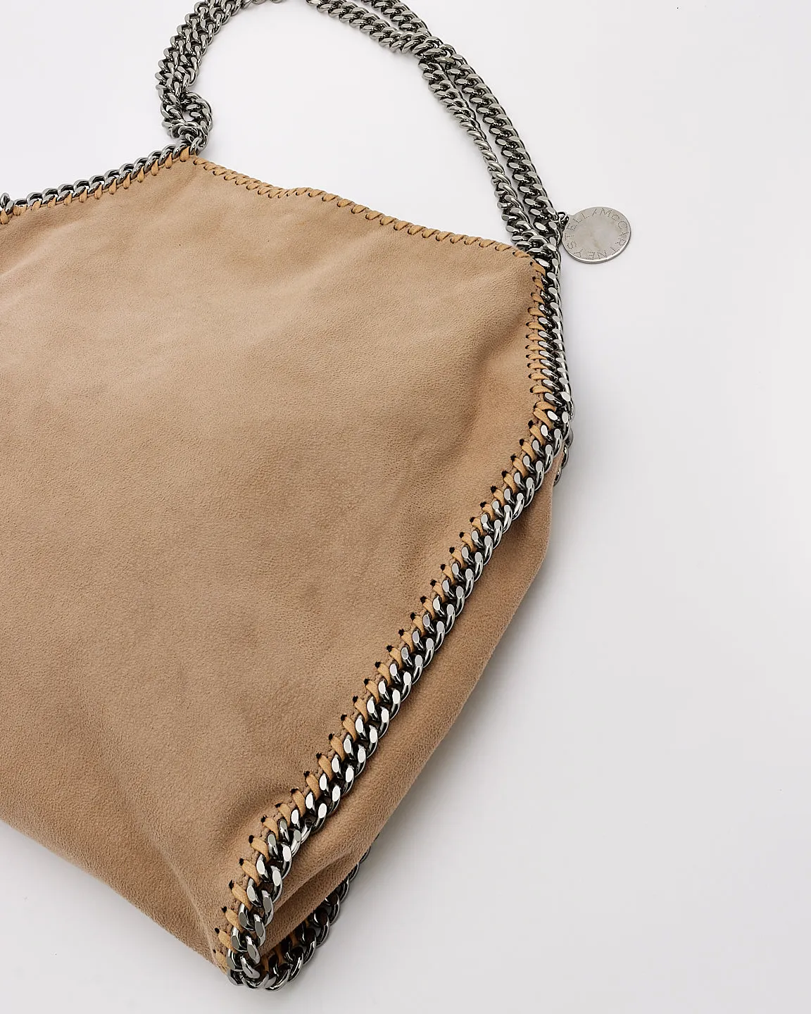 Stella McCartney Beige Vegan Leather Falabella Fold Over Shoulder Bag