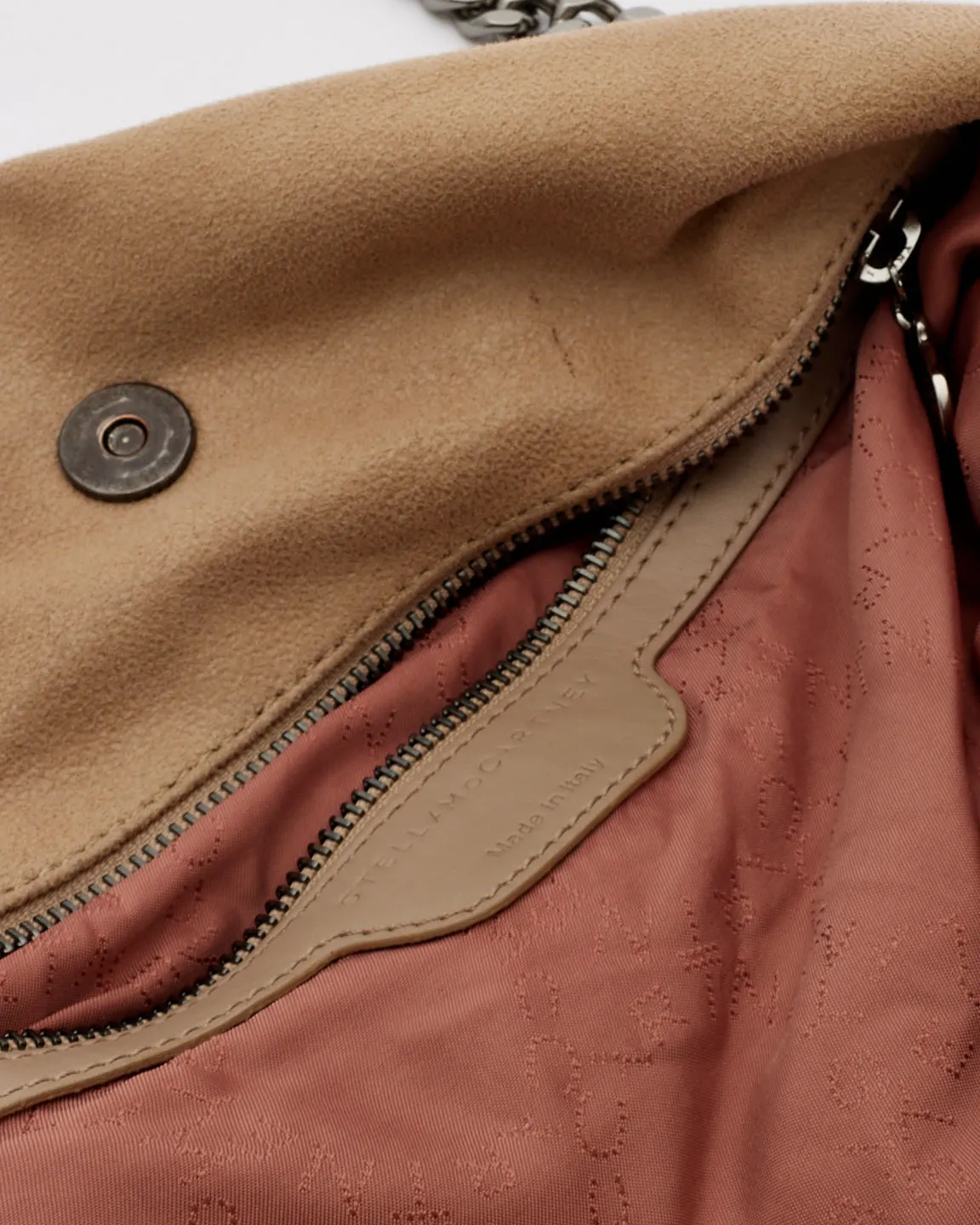 Stella McCartney Beige Vegan Leather Falabella Fold Over Shoulder Bag