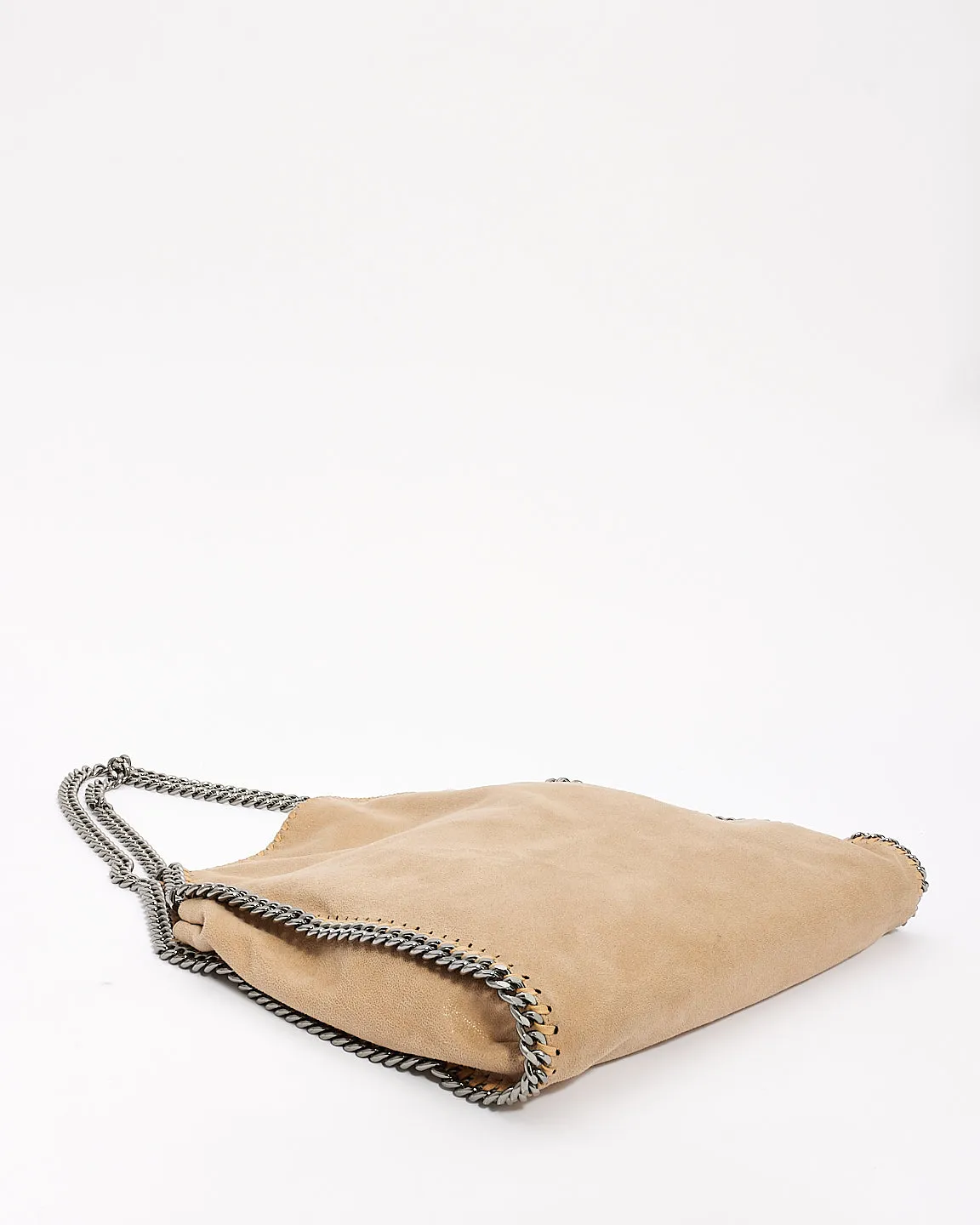 Stella McCartney Beige Vegan Leather Falabella Fold Over Shoulder Bag
