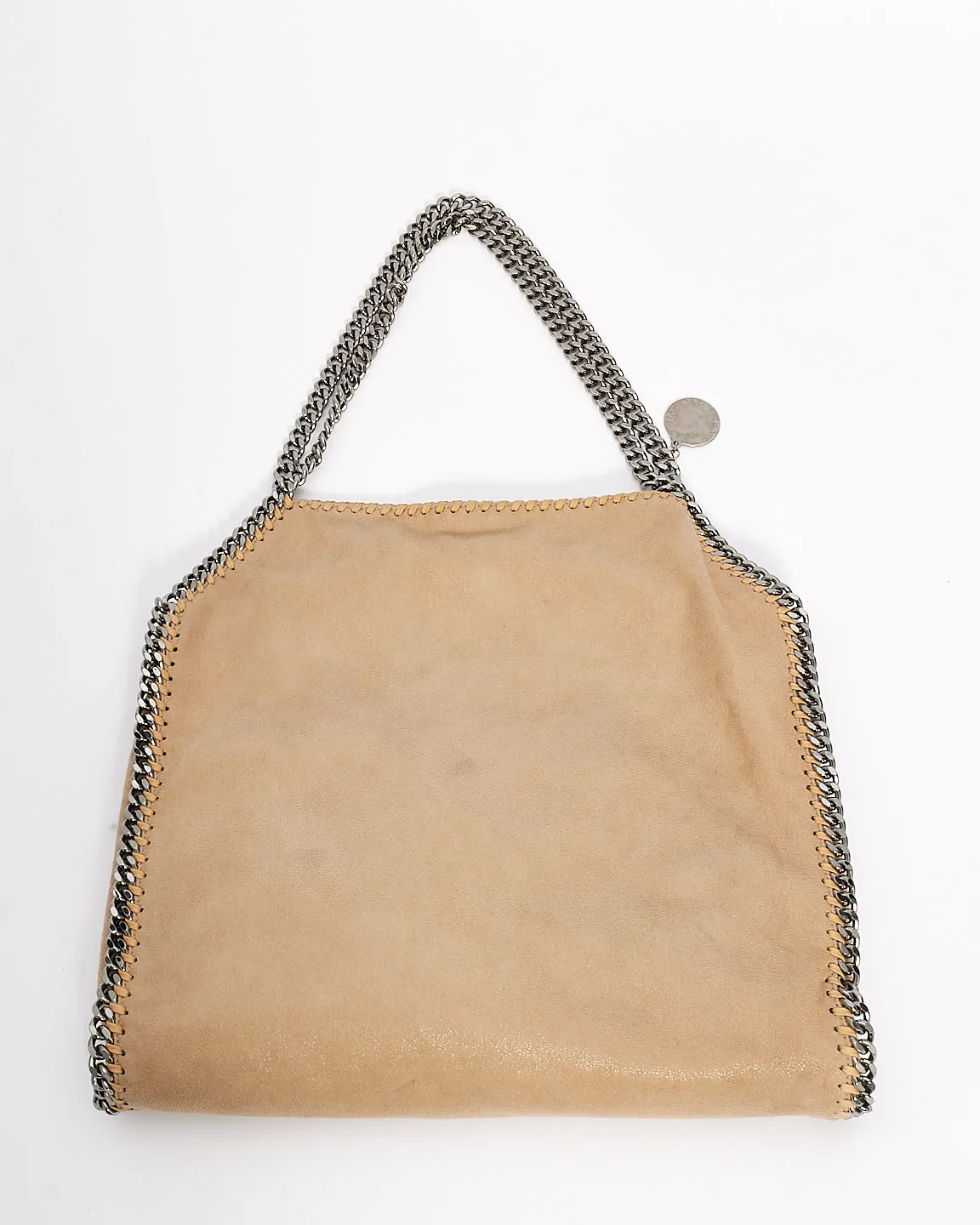Stella McCartney Beige Vegan Leather Falabella Fold Over Shoulder Bag