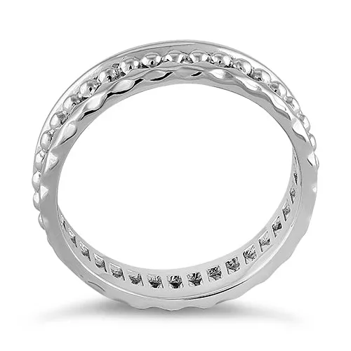Sterling Silver Jagged Pattern Eternity Band