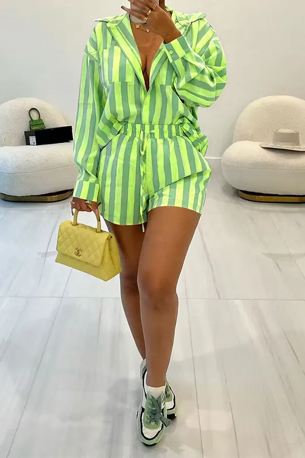 storexq Striped Classic Patch Pocket Pant Suit