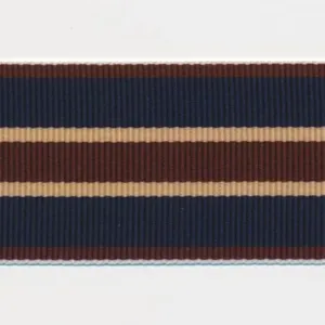 Stripe Grosgrain Ribbon #11 Brown & Navy & Beige
