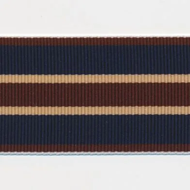 Stripe Grosgrain Ribbon #11 Brown & Navy & Beige