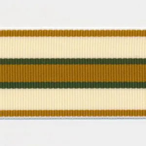 Stripe Grosgrain Ribbon #8 Karashi & Cream & Green