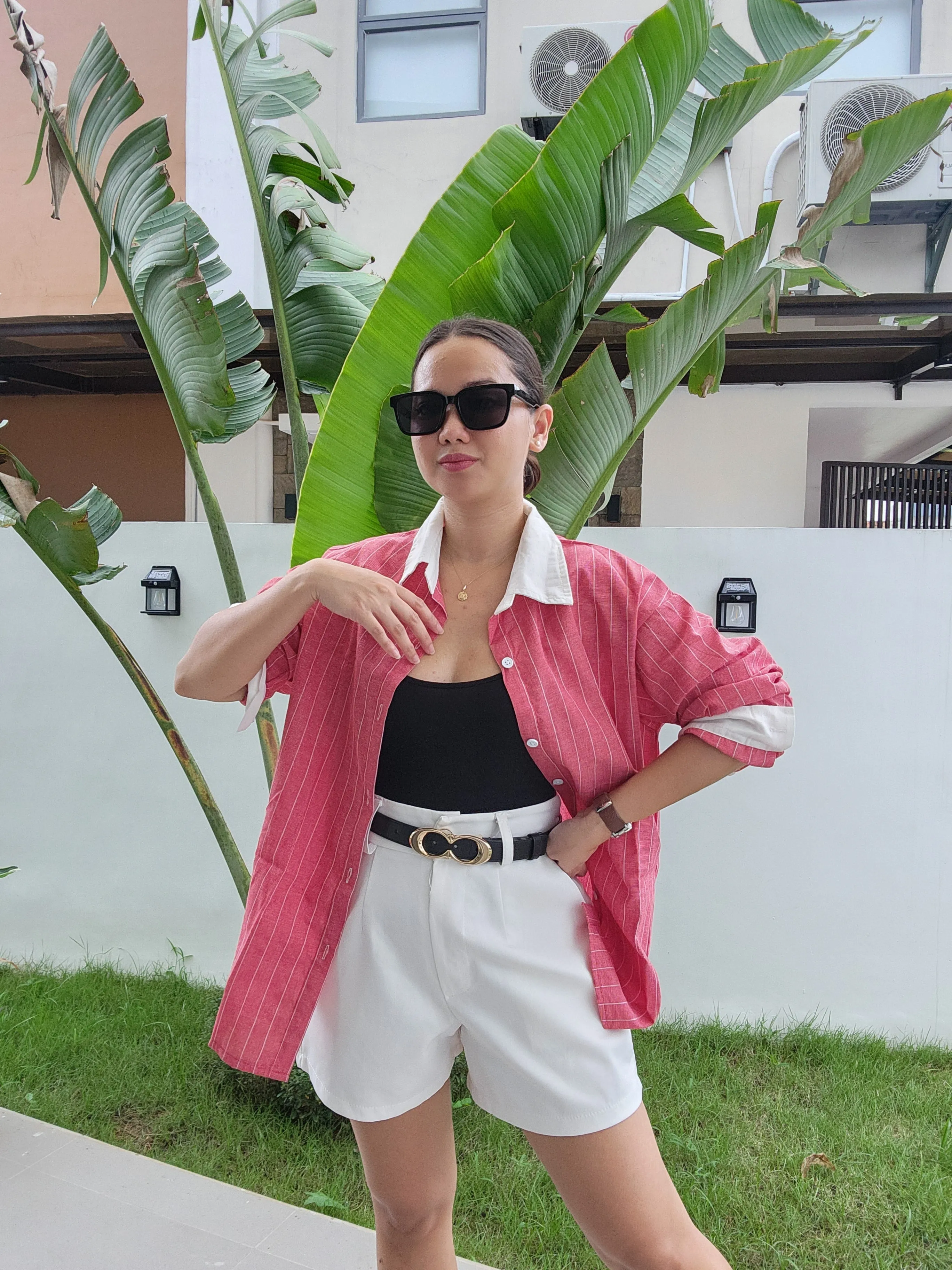 Striped Contrast Button Down Shirt