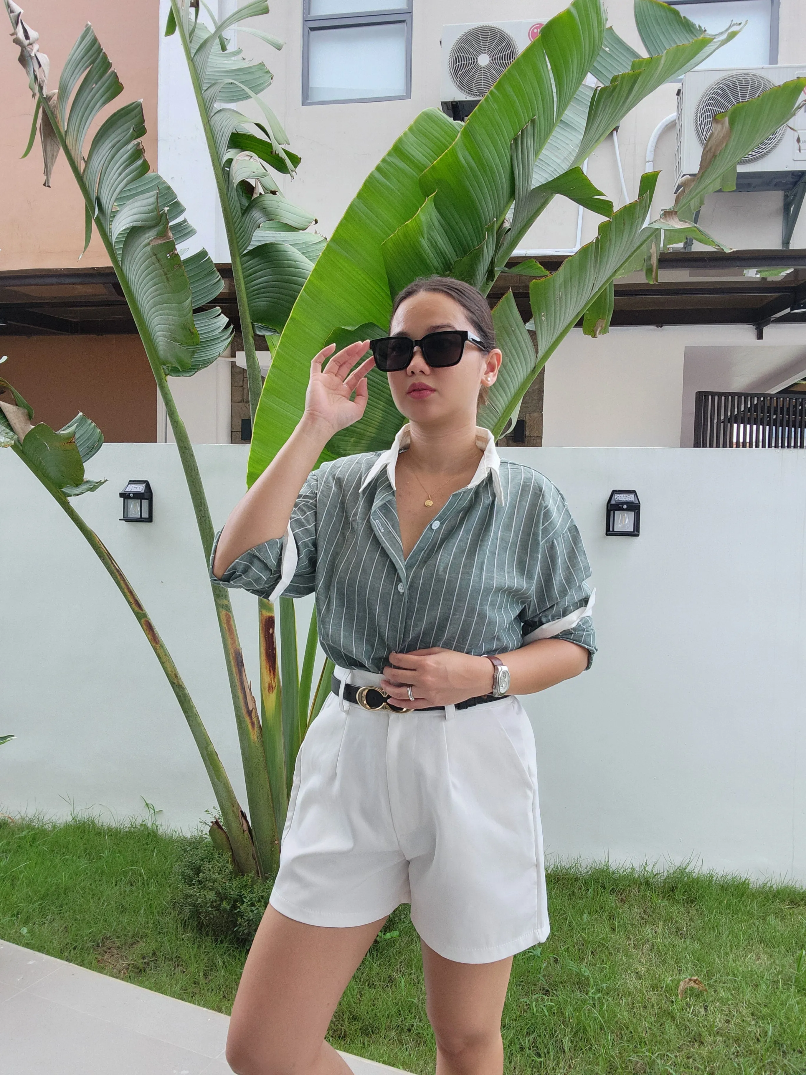Striped Contrast Button Down Shirt