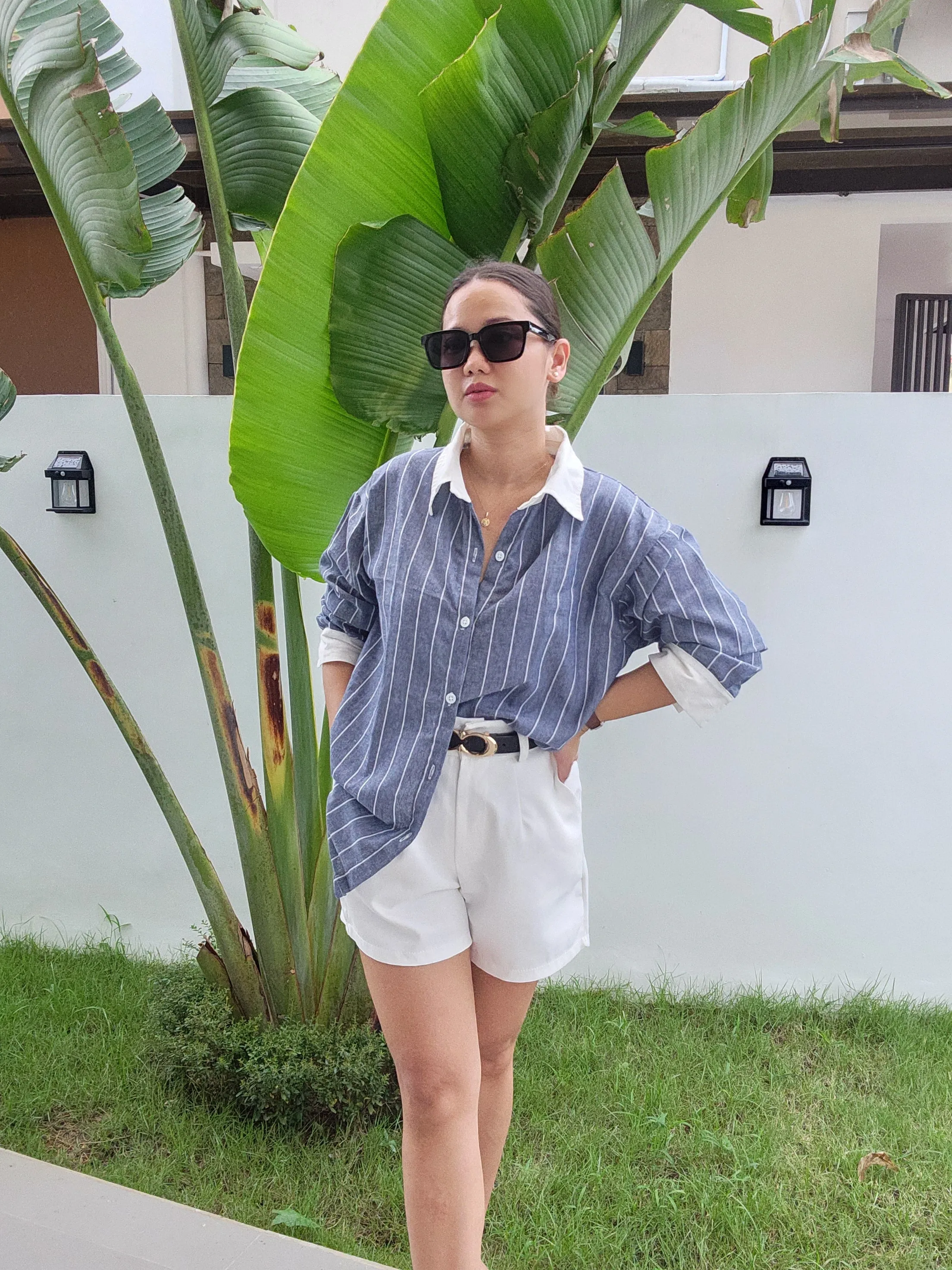 Striped Contrast Button Down Shirt