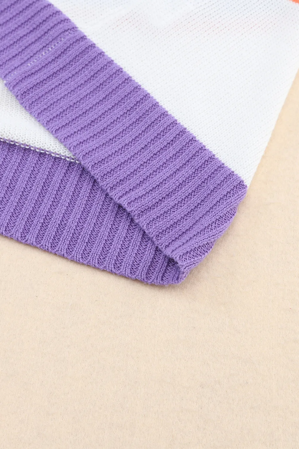 Striped Ribbed Trim Button Cardigan