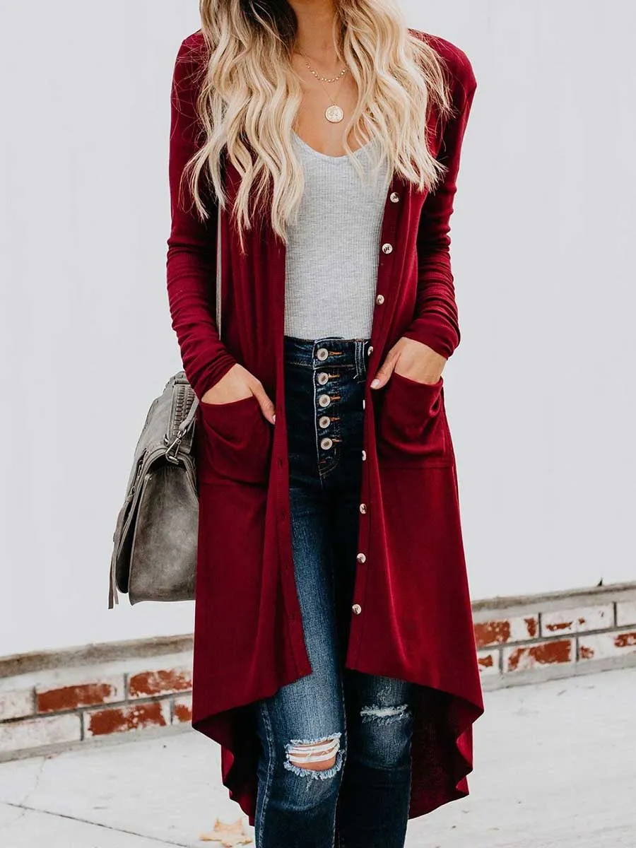 Stunncal Single Breasted Mid-Length Button Down Cardigan