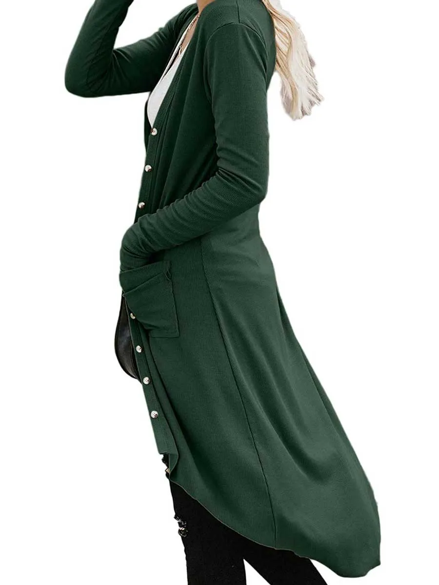 Stunncal Single Breasted Mid-Length Button Down Cardigan