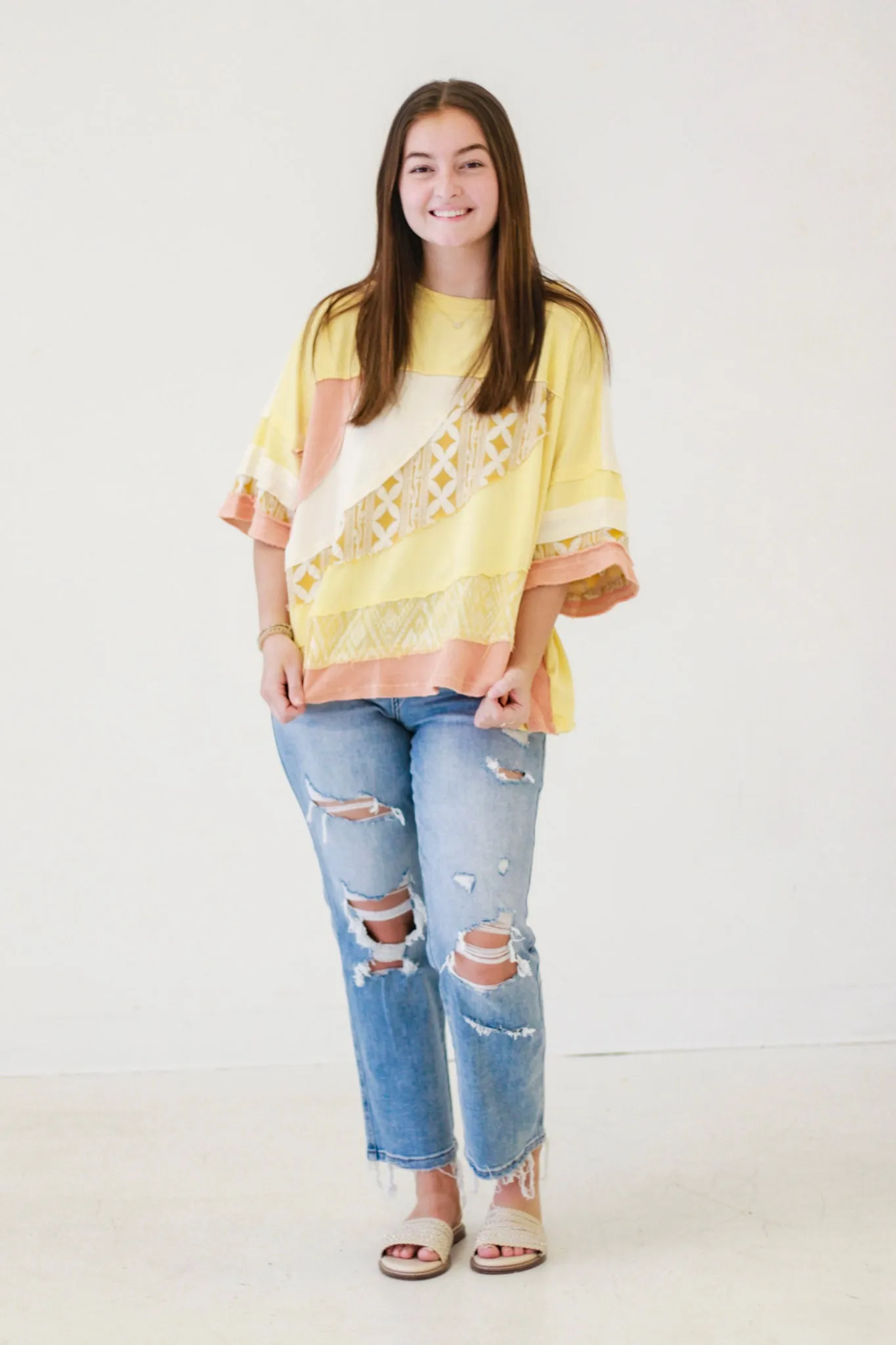 Sunny Day Fun Washed Fabric Top in Yellow by Oli & Hali