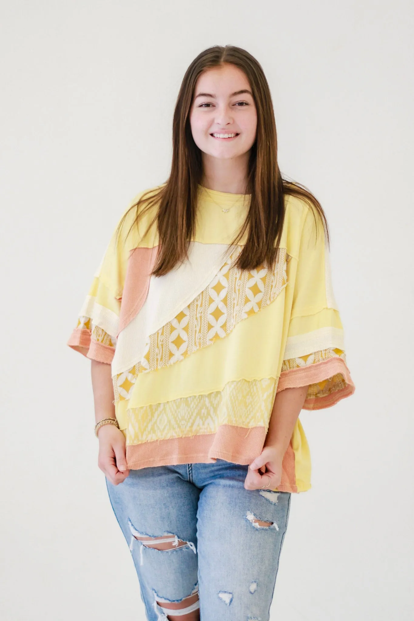 Sunny Day Fun Washed Fabric Top in Yellow by Oli & Hali