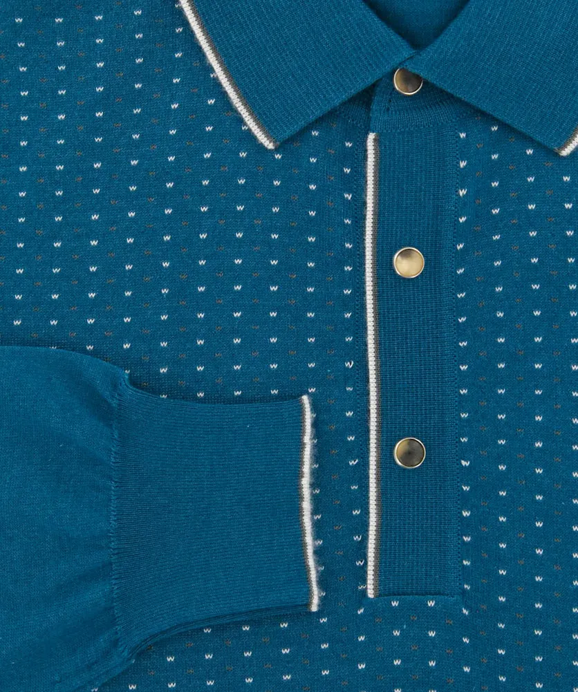 Svevo Parma Blue 1/4 Button Polo Sweater