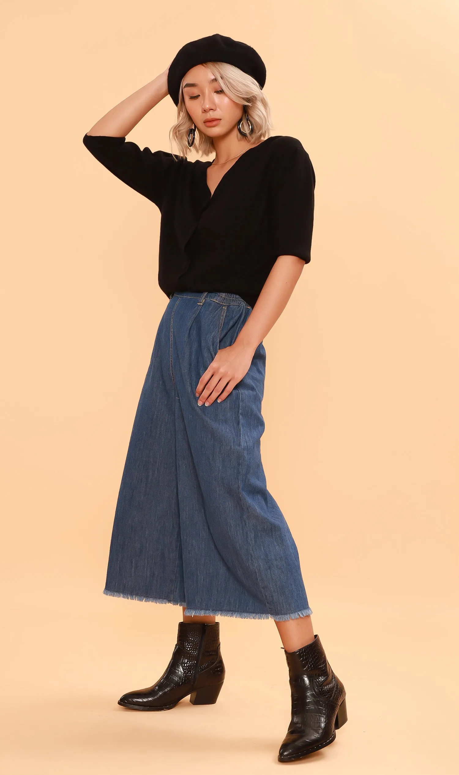SYLVIE Knit Button-Down Cardi (Black)