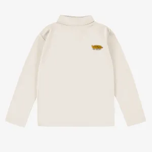 T-shirt crème à manches longues avec col roulé, enfant ||  Cream long sleeves t-shirt with turtleneck, child