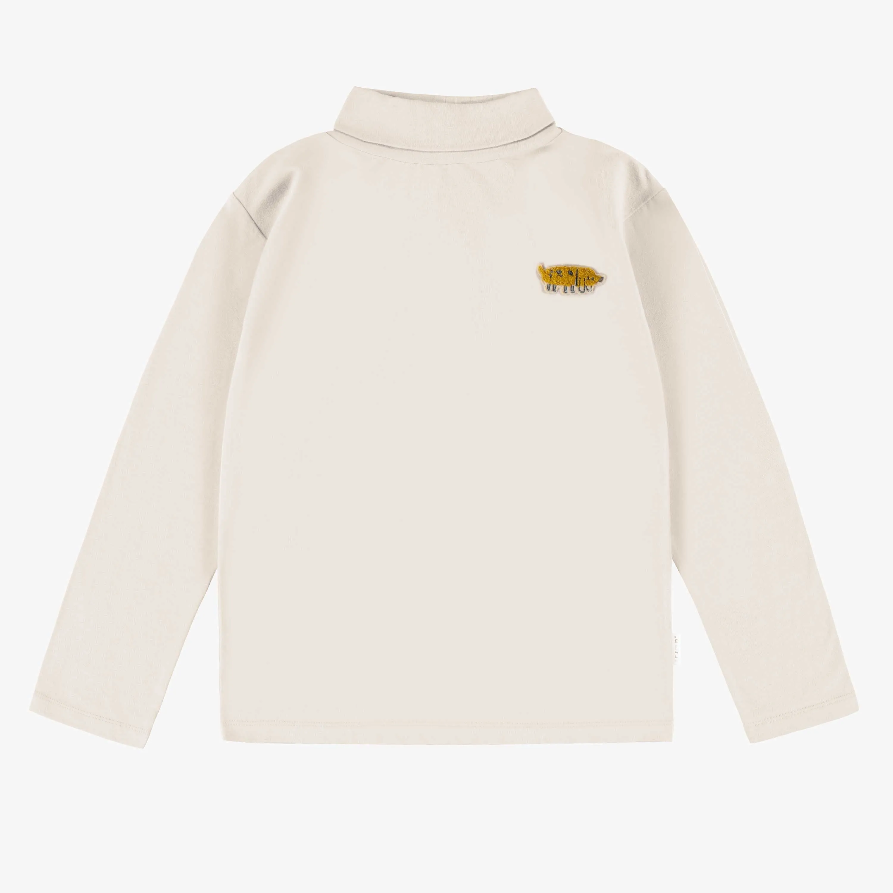 T-shirt crème à manches longues avec col roulé, enfant ||  Cream long sleeves t-shirt with turtleneck, child