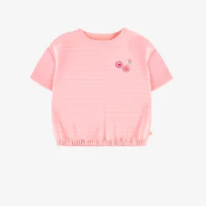 T-shirt rose à rayures, enfant||Pink striped T-shirt, child