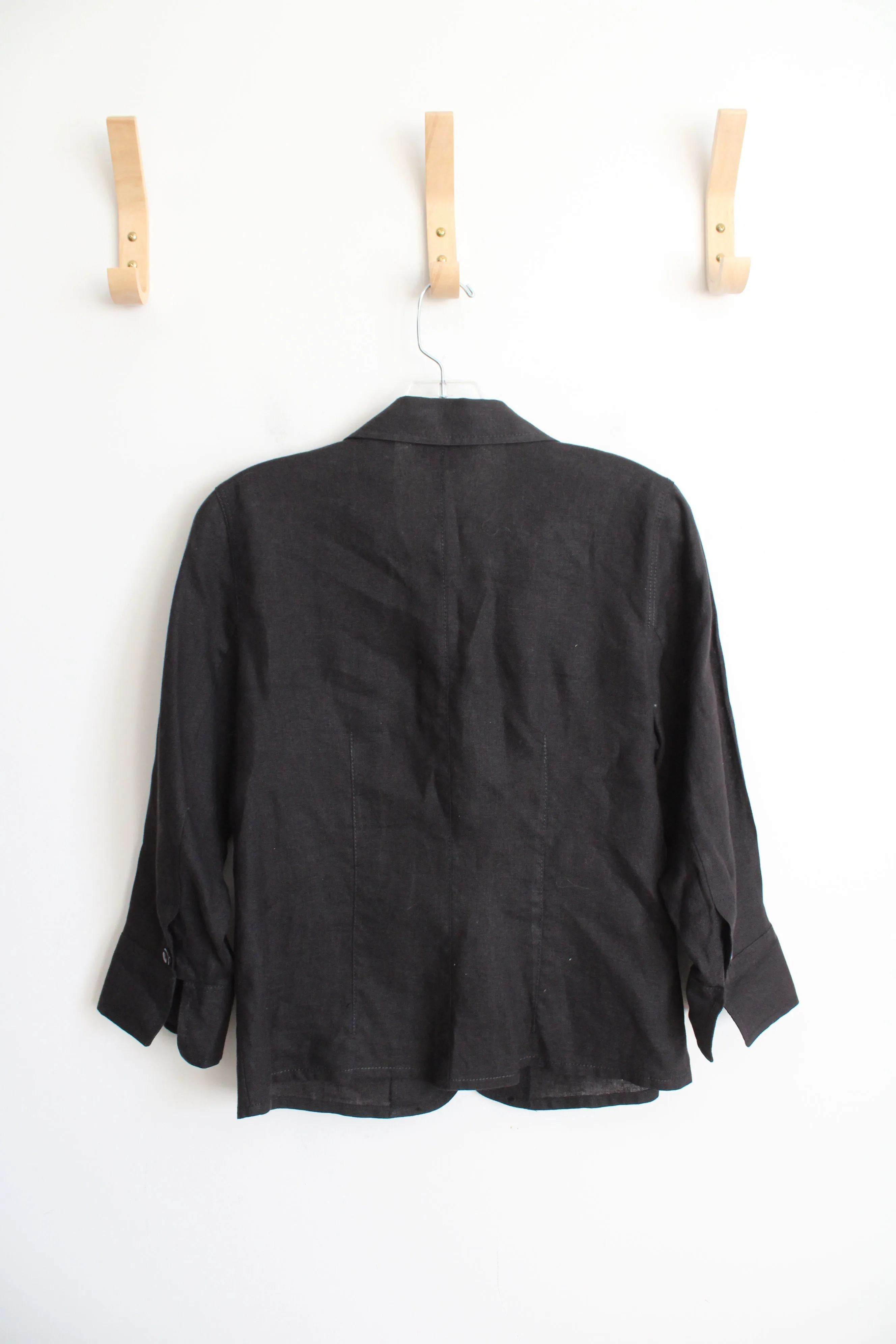 Talbots Black Button Down Linen Top | 6