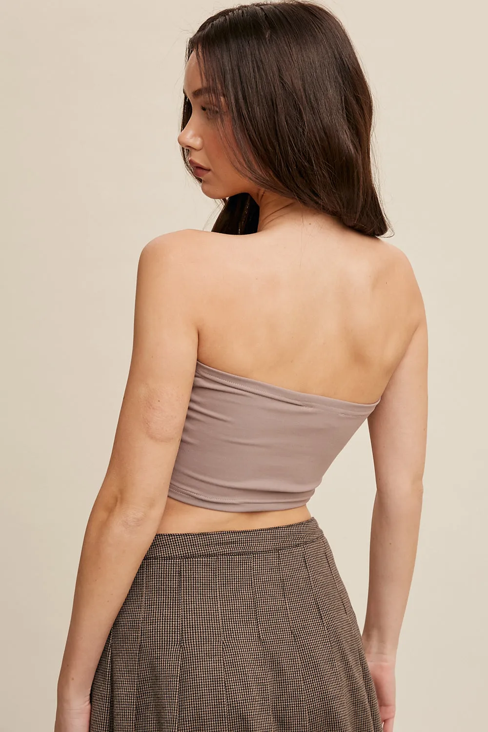 Tansy Basic Cropped Tube Top-Mocha
