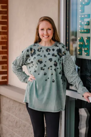 Teal Me a Secret Leopard Long Sleeve