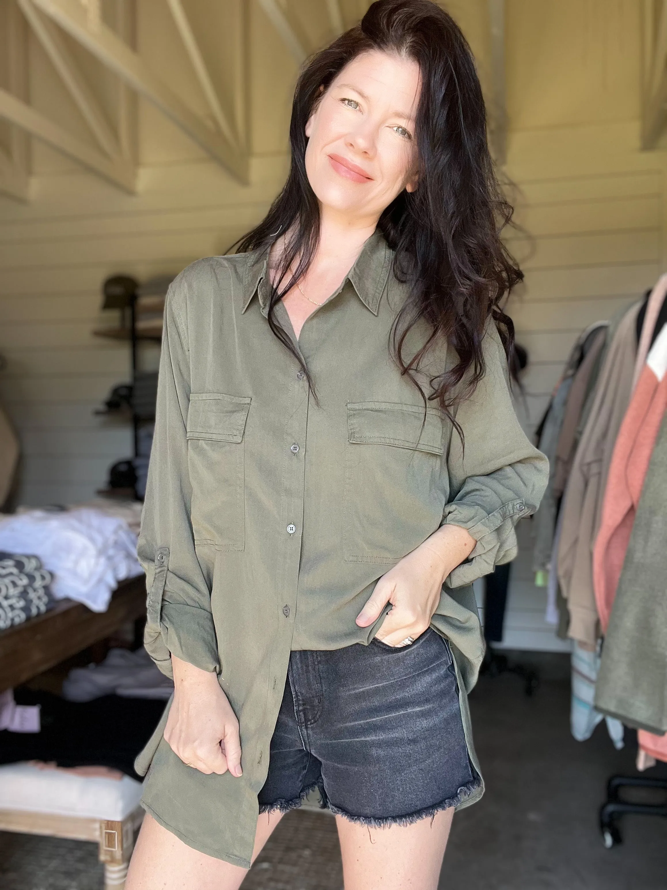Tencel Oversized Button Down